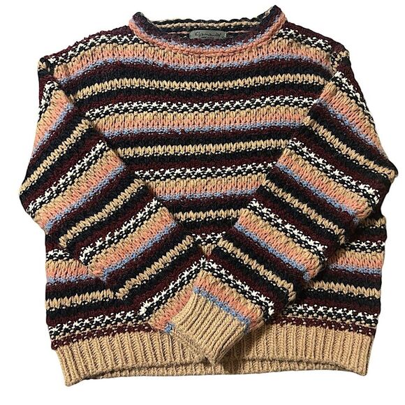 Anthropologie Elsamanda Striped Alpaca Wool Blend Chunky Knit Sweater Made Italy - Picture 5 of 13